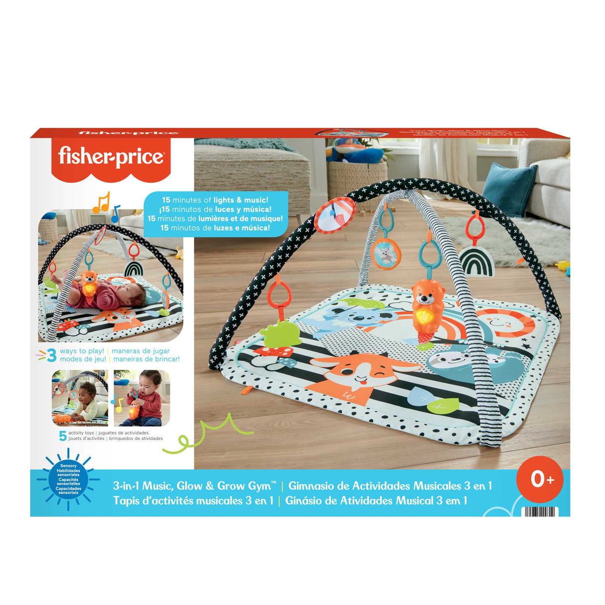 Fisher-Price - Mon Tapis d'activités 3 en 1 sensoriel - Tapis Bébé - Des la naissance HBP41