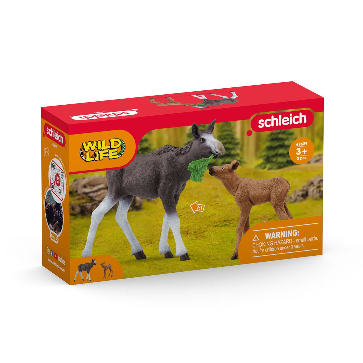 Figurines Élan Femelle avec Veau, animaux sauvages, Schleich 42629 Wild Life, Pour enfant des 3 ans