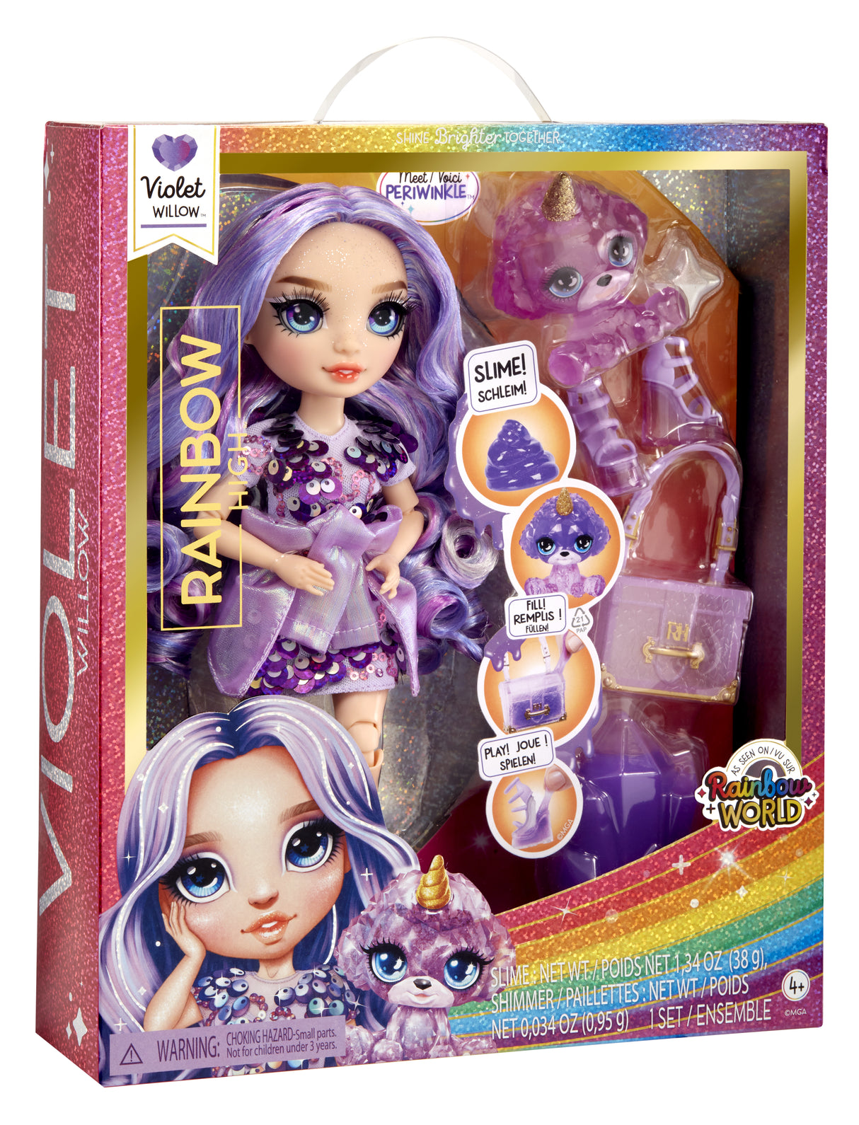 Rainbow High Poupée Mannequin avec Kit de Slime et Animal de Compagnie - Violet (Violet) - Poupée Pailletée 28 cm