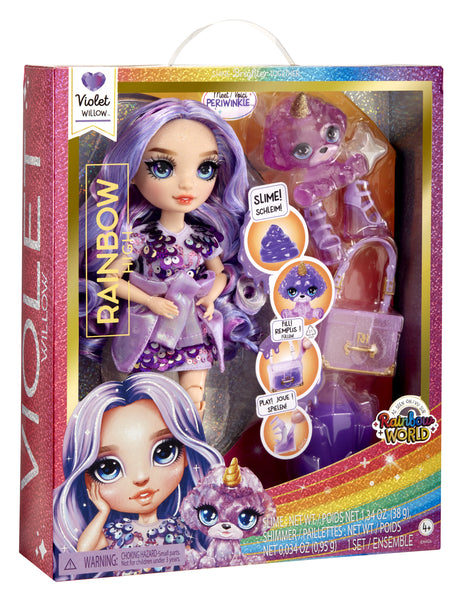Rainbow High Poupée Mannequin avec Kit de Slime et Animal de Compagnie - Violet (Violet) - Poupée Pailletée 28 cm