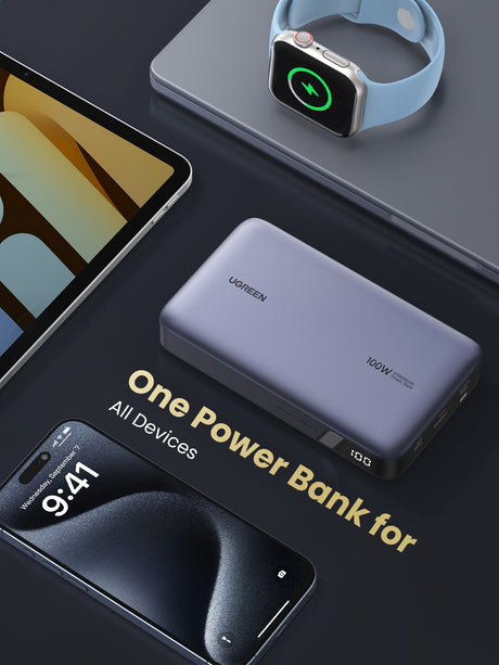 Batterie externe - UGREEN - 20,000 mAh - 100W - Version 2 - Gris
