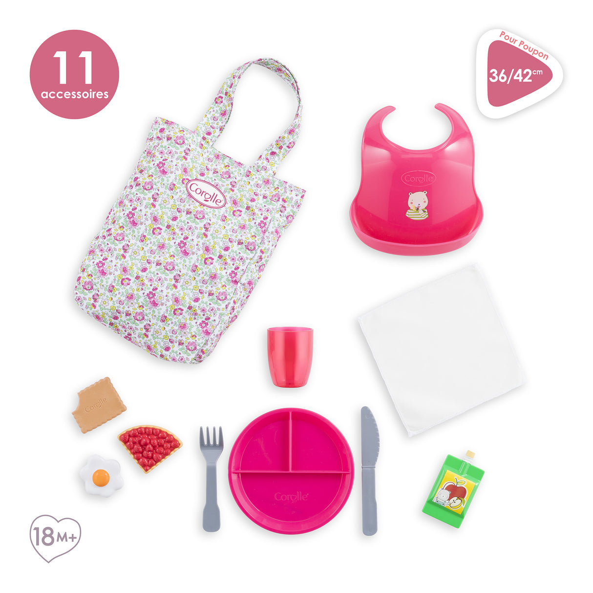 Accessoires poupon - COROLLE - Grand Coffret Repas - Pour poupon 36 et 42 cm - 11 accessoires - Des 2 ans