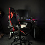 Chaise de bureau gaming - KONIX - Phantom - Éclairage RVB - Inclinaison 135° - Synthétique - Coussin lombaires et cervicaux - Noir