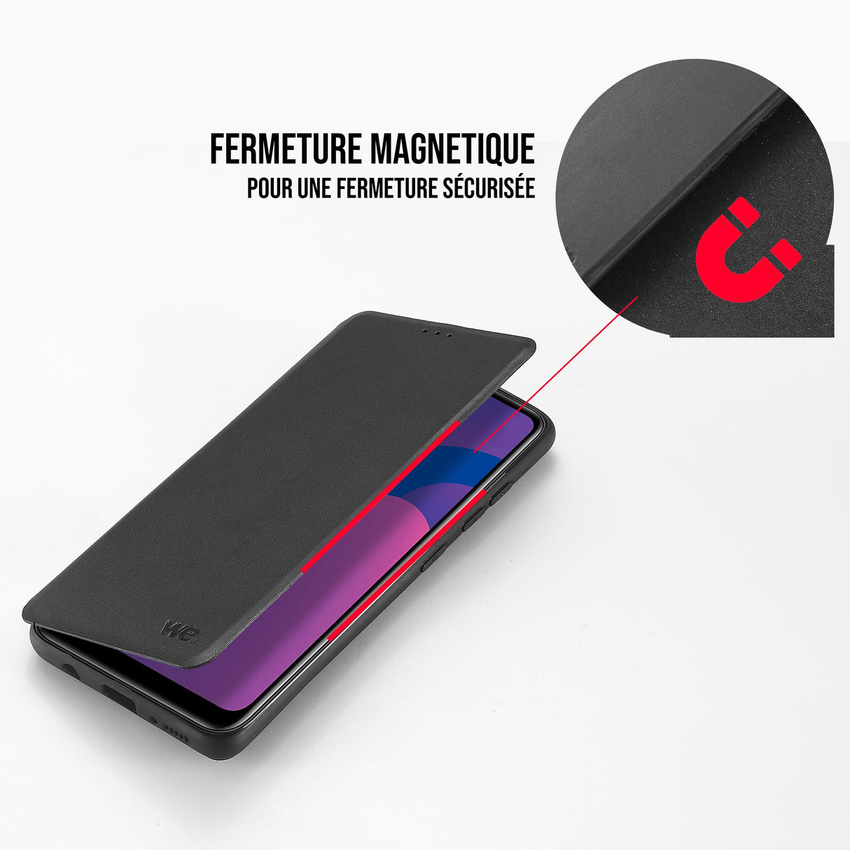 WE Etui folio CLASSIQUE SAMSUNG GALAXY A8 Noir - Avec fen e