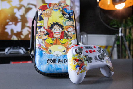 Manette de jeu - Nintendo Switch, Switch 2 et PC - One Piece - Filaire - Blanc - Fonction vibration - Câble 3 m - Luffy - Konix
