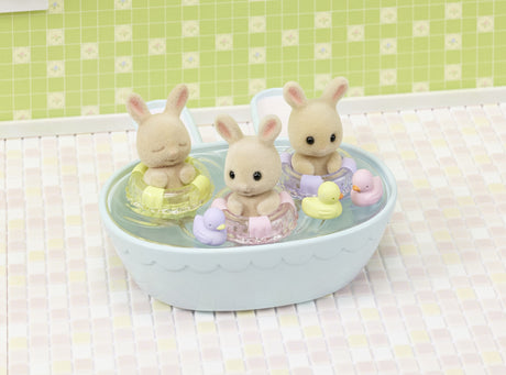 Les triplés Lapin Creme et accessoires de bain - Sylvanian Families - 5707