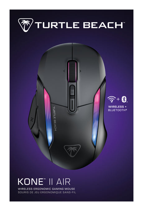 Souris gaming sans fil - Turtle Beach Kone™ II Air - Ergonomique - Noir, Bluetooth, 26 000 DPI, molette 4D