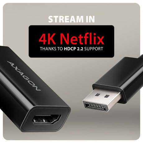 Câble adaptateur Axagon RVD-HI20N DisplayPort 1.2 mâle vers HDMI 2.0 femelle (Type A) 15cm (Noir)