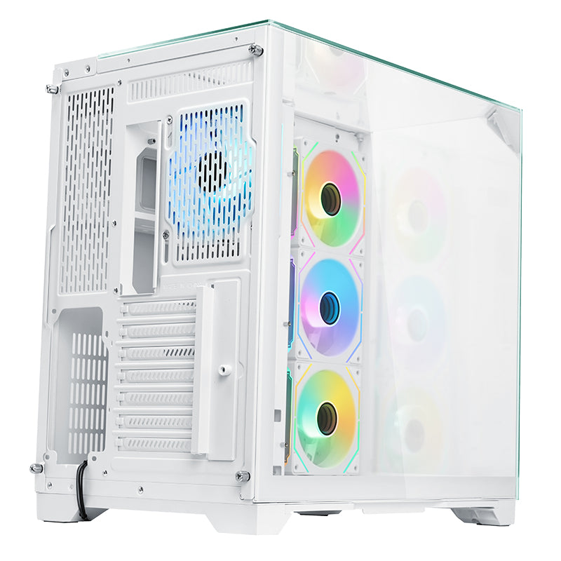 Boitier Moyen Tour ATX iTek Dark Cave Pano RGB avec panneaux vitrés (Blanc)