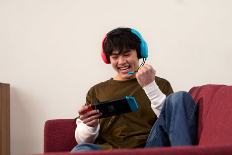 Casque gaming filaire - TURTLE BEACH - TBS-8002-25 - Airlite Fit - Sous licence officielle de Nintendo Switch™ - Bleu fluo et rouge