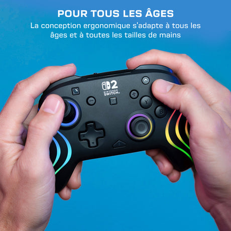 Manette de jeu - Nintendo Switch 2 - Afterglow Wave - RGB - Sans fil - Noir - Turtle Beach