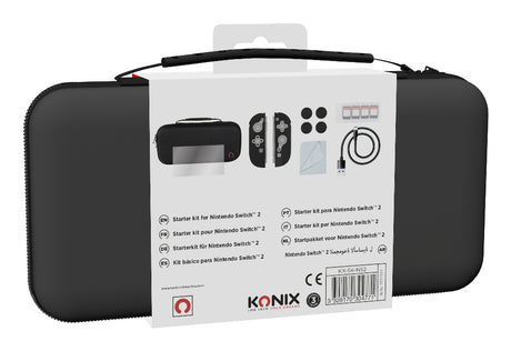 Pack d'accessoires gaming - KONIX - Nintendo Switch 2 - Housse - 4 appuie-pouces - Verre trempé - Boîtier 9 jeux - Écouteurs
