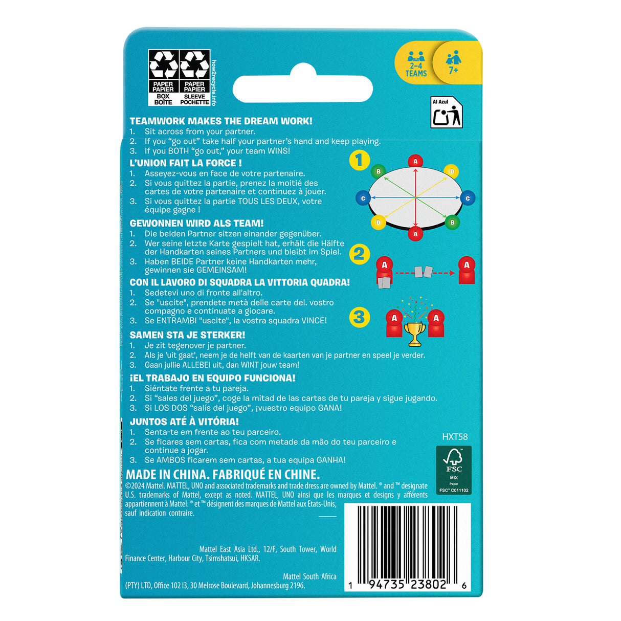 Jeu de carte - MATTEL - UNO Teams - Multicolore - 2 joueurs ou plus - a partir de 7 ans