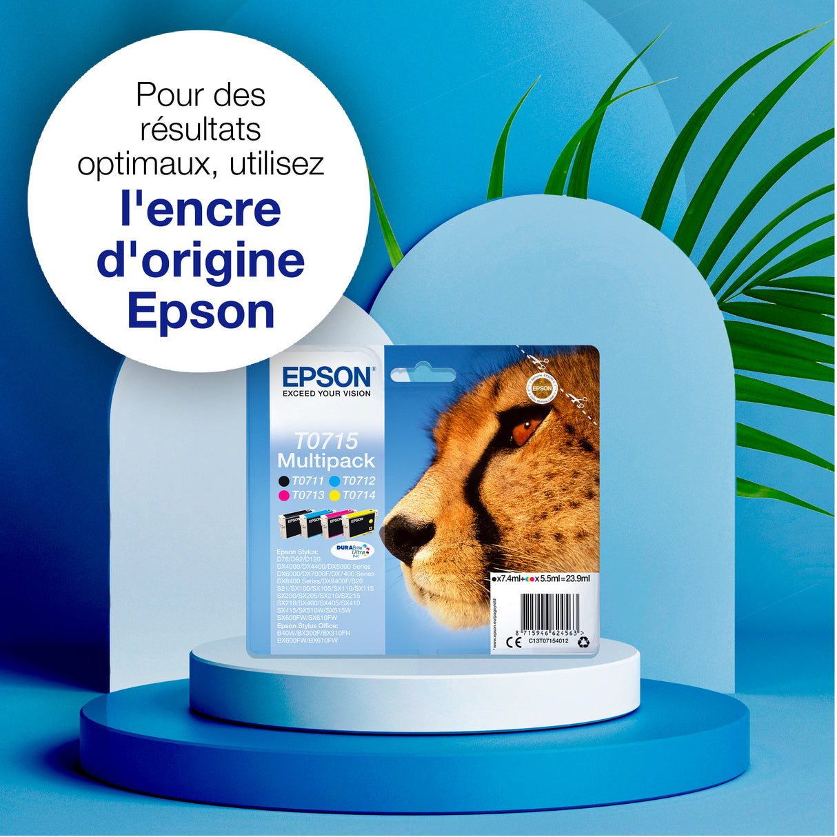 EPSON Cartouche d'encre T0712 Cyan - Guépard  (C13T07124012)
