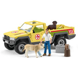 Coffret Visite du Vétérinaire a la ferme 12 Pieces - Avec Animaux de la Ferme, Véhicule et Vétérinaire - SCHLEICH - 42503 FARM WORLD