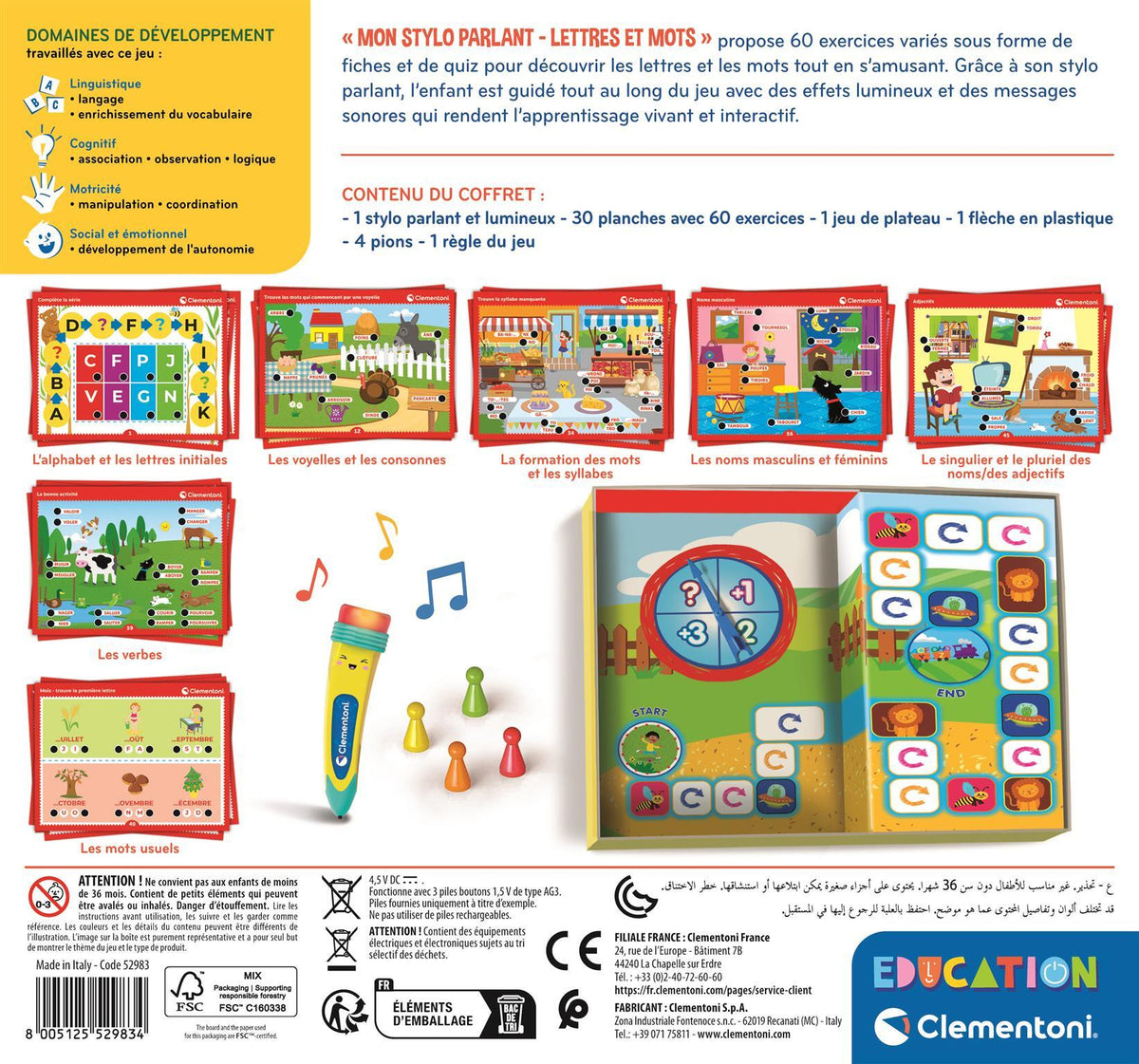 CLEMENTONI - Mon stylo parlant - Lettres et Mots - 60 activités
