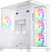 Boitier Moyen Tour ATX 1stPlayer MV8-TP RGB avec panneaux vitrés (Blanc)