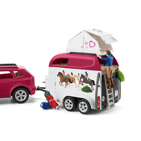 Voyage en voiture avec remorque pour chevaux, Coffret figurines Schleich 42535 Horse Club pour enfants de 5 ans