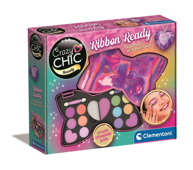 CLEMENTONI - Trousse Noeud-Papillon - Palette de maquillage pour enfant - Fards paupieres, brillants levres, éponge, pinceaux - 6 ans
