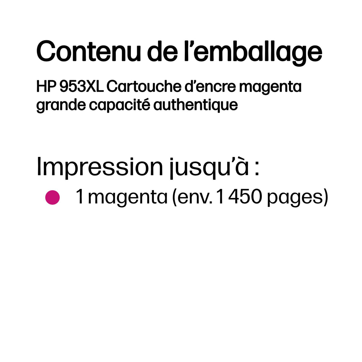 HP 953XL Cartouche d'encre magenta grande capacité authentique (F6U17AE) pour HP OfficeJet Pro 8710/8715/8720