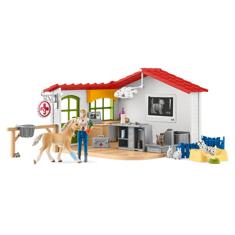 Cabinet vétérinaire avec animaux, coffret de 43 pieces avec figurine vétérinaire, animaux et accessoires, jouets animaux de la