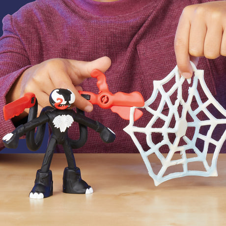 Play-Doh SpiderMan Attaque tranchante, coffret avec 2 figurines flexibles, 7 accessoires et pâte a modeler, des 4 ans, Marvel