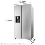 Réfrigérateur Américain - HAIER - HSW59F18EIMM - Classe E - 601 L - 36 dB - Platinium