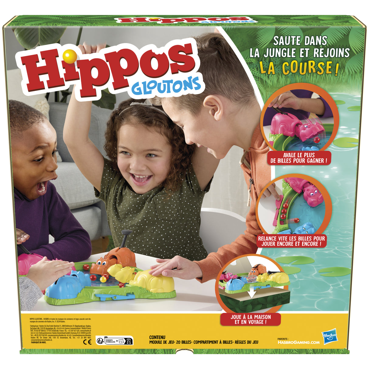Hippos gloutons, jeu de société enfant, jeu de plateau, des 4 ans, pour 2 a 4 joueurs, Hasbro Gaming