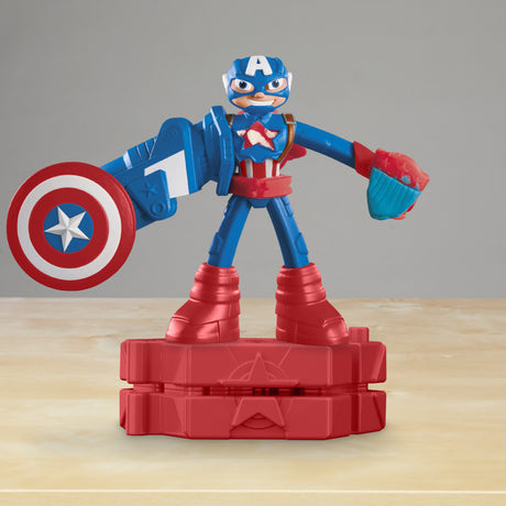 Play-Doh Captain America, coffret Bouclier tamponneur avec figurine flexible, accessoires et pâte a modeler, des 4 ans, Marvel