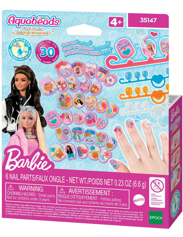 La recharge d'ongles - AQUABEADS - Barbie - 40 ongles avec décorations - Des 4 ans