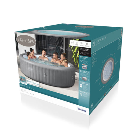 Spa gonflable BESTWAY - Lay-Z-Spa Hawaii - 236 x 71 cm - 4 a 8 places - Rond (Livré avec couverture, cartouche et diffuseur)