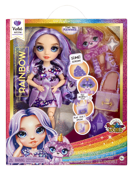Rainbow High Poupée Mannequin avec Kit de Slime et Animal de Compagnie - Violet (Violet) - Poupée Pailletée 28 cm