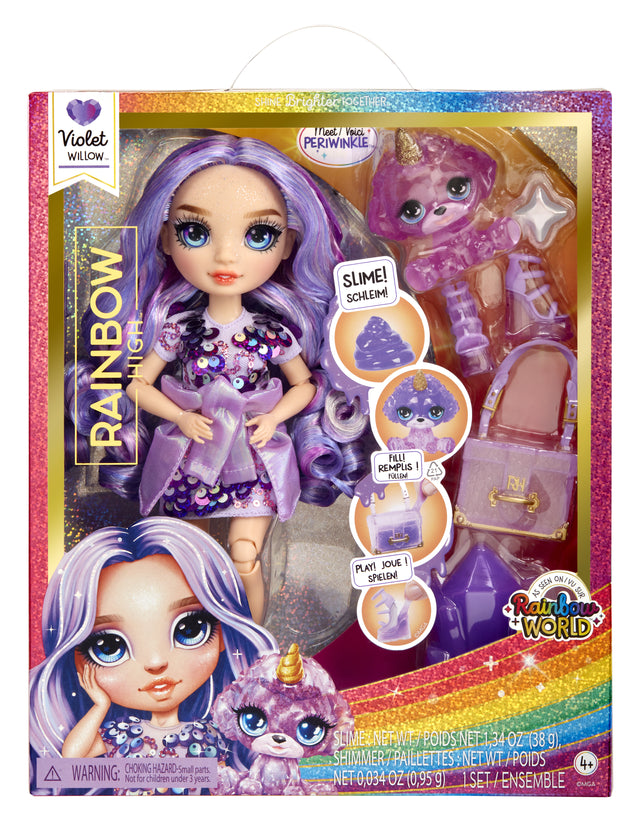 Rainbow High Poupée Mannequin avec Kit de Slime et Animal de Compagnie - Violet (Violet) - Poupée Pailletée 28 cm