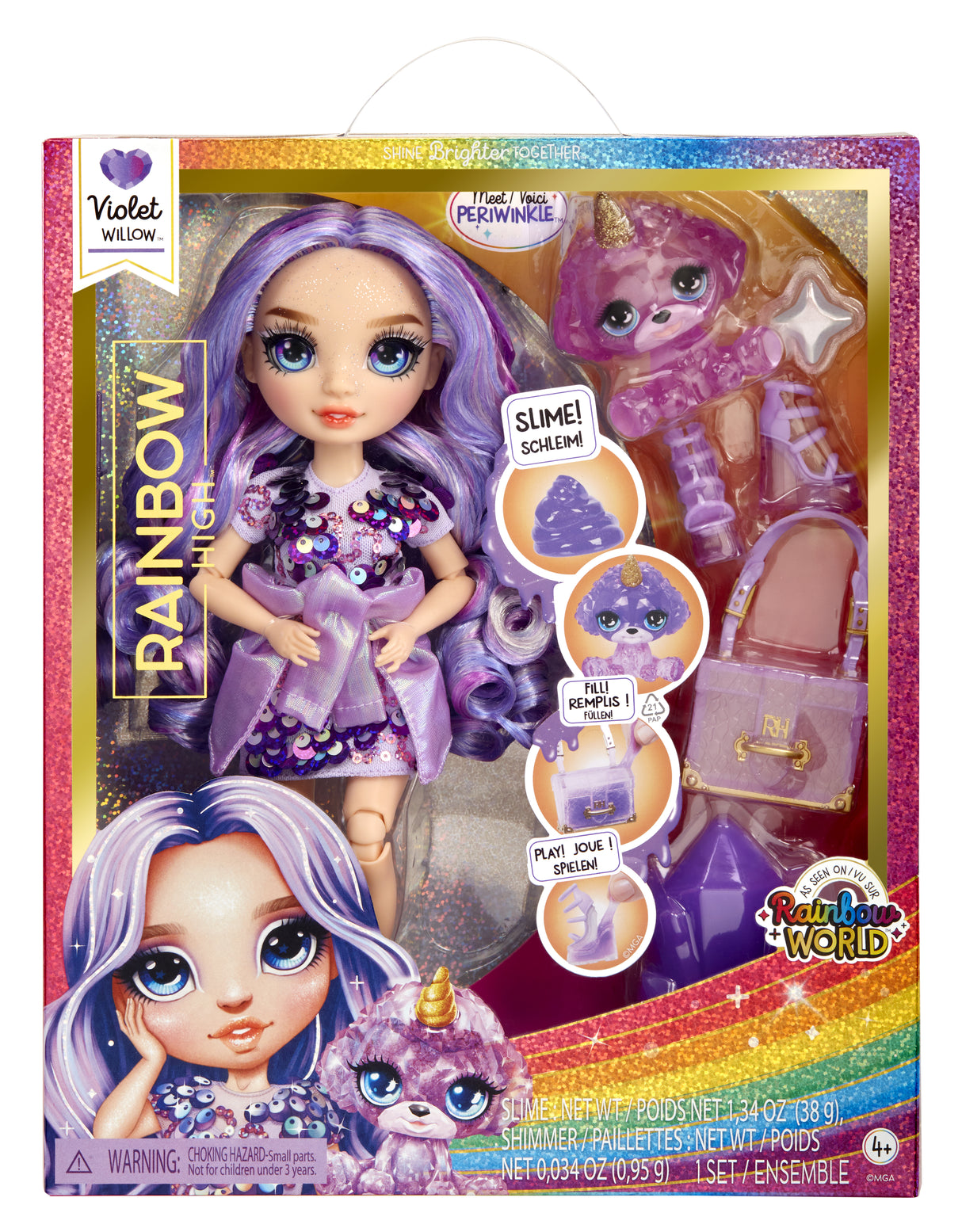 Rainbow High Poupée Mannequin avec Kit de Slime et Animal de Compagnie - Violet (Violet) - Poupée Pailletée 28 cm