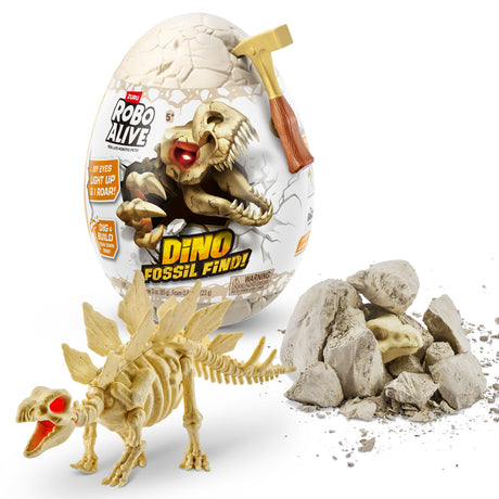 Jeu de fouille - ZURU - ROBO ALIVE Dino Fossil Find - 4 dinos a assembler - Roche et slime - Fossiles a collectionner