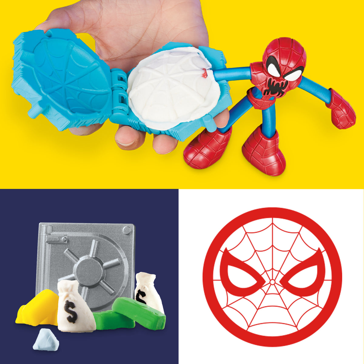 Play-Doh SpiderMan Attaque tranchante, coffret avec 2 figurines flexibles, 7 accessoires et pâte a modeler, des 4 ans, Marvel