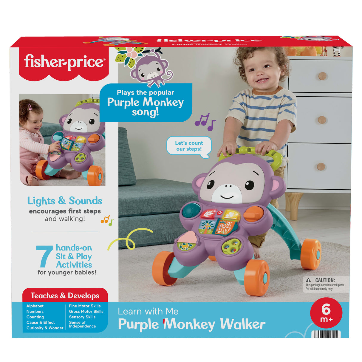 Fisher-Price - Mon Trotteur Singe Violet - Musique, lumieres et activités - Fisher-Price - JGW90