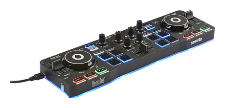 HERCULES DJ CONTROL STARLIGHT - Contrôleur DJ USB portatif - 2 pistes - 8 pads - Carte son intégrée - Serato DJ Lite inclus