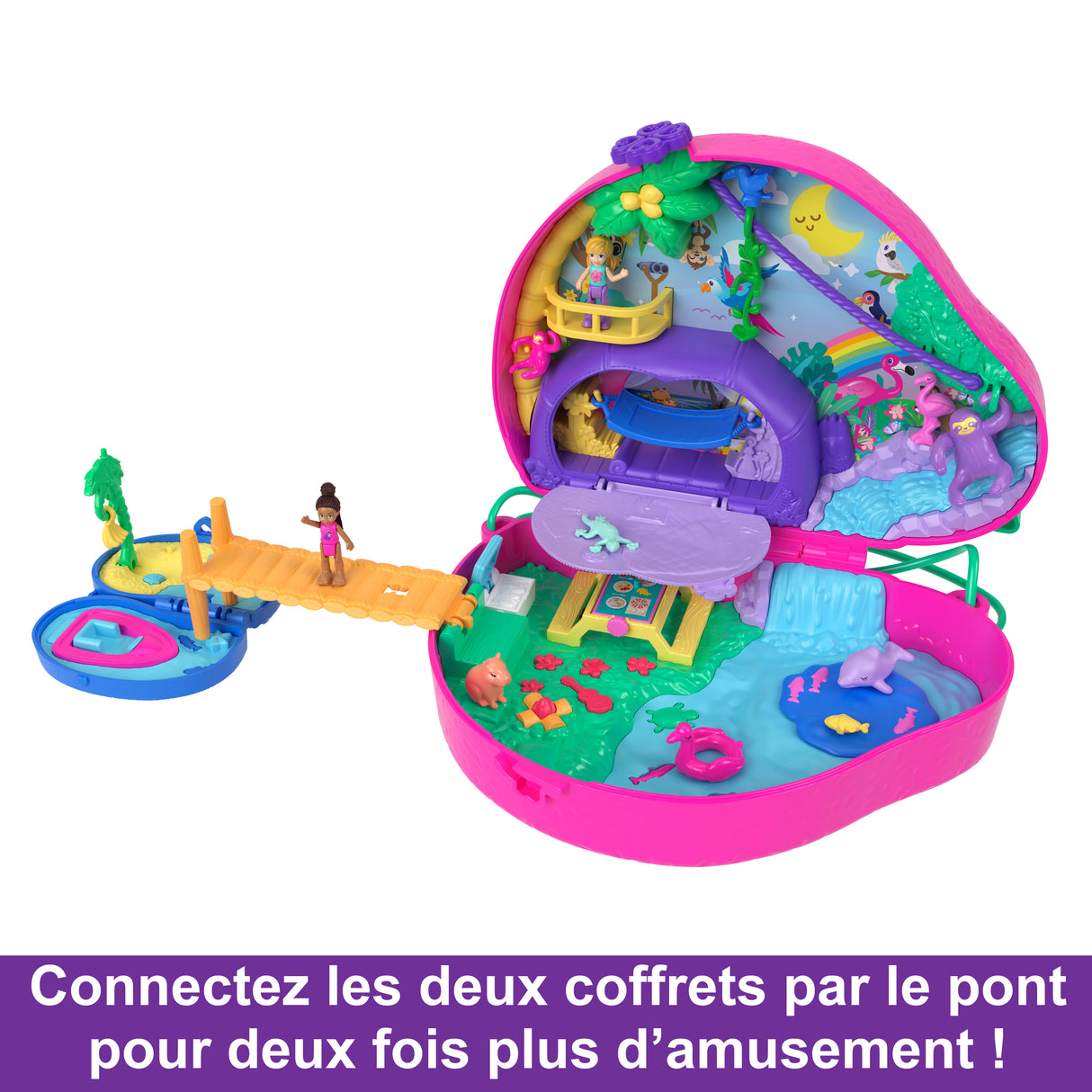 Polly Pocket-La Famille des Paresseux-Coffret 2 en 1, jouet de voyage HRD40