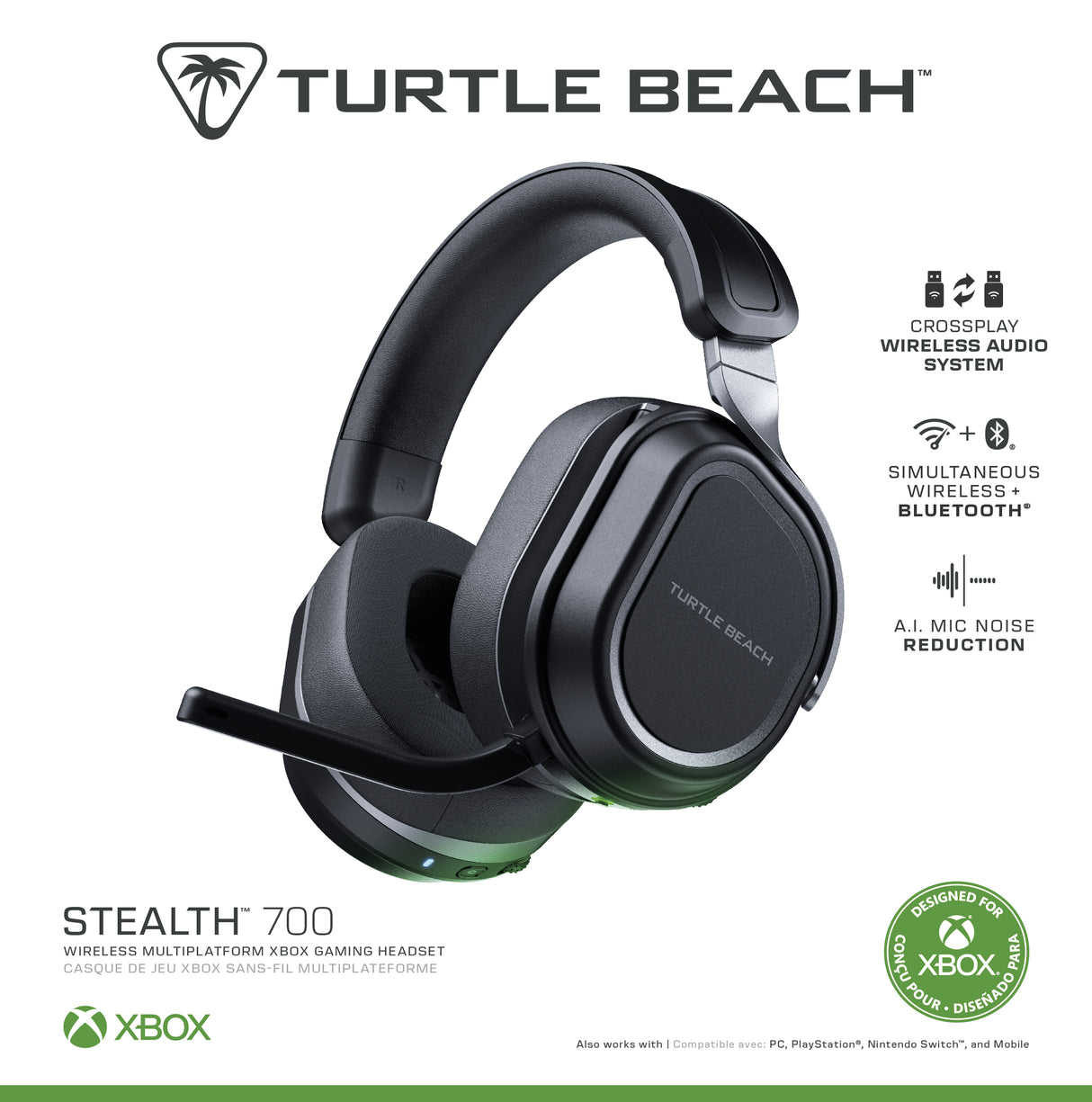 Casque gaming sans fil - Turtle Beach Stealth™ 700X (Gen3) - Noir - Xbox, PS5, PS4, PC, mobile, 60mm, Bluetooth, 80h