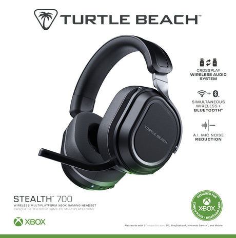 Casque gaming sans fil - Turtle Beach Stealth™ 700X (Gen3) - Noir - Xbox, PS5, PS4, PC, mobile, 60mm, Bluetooth, 80h