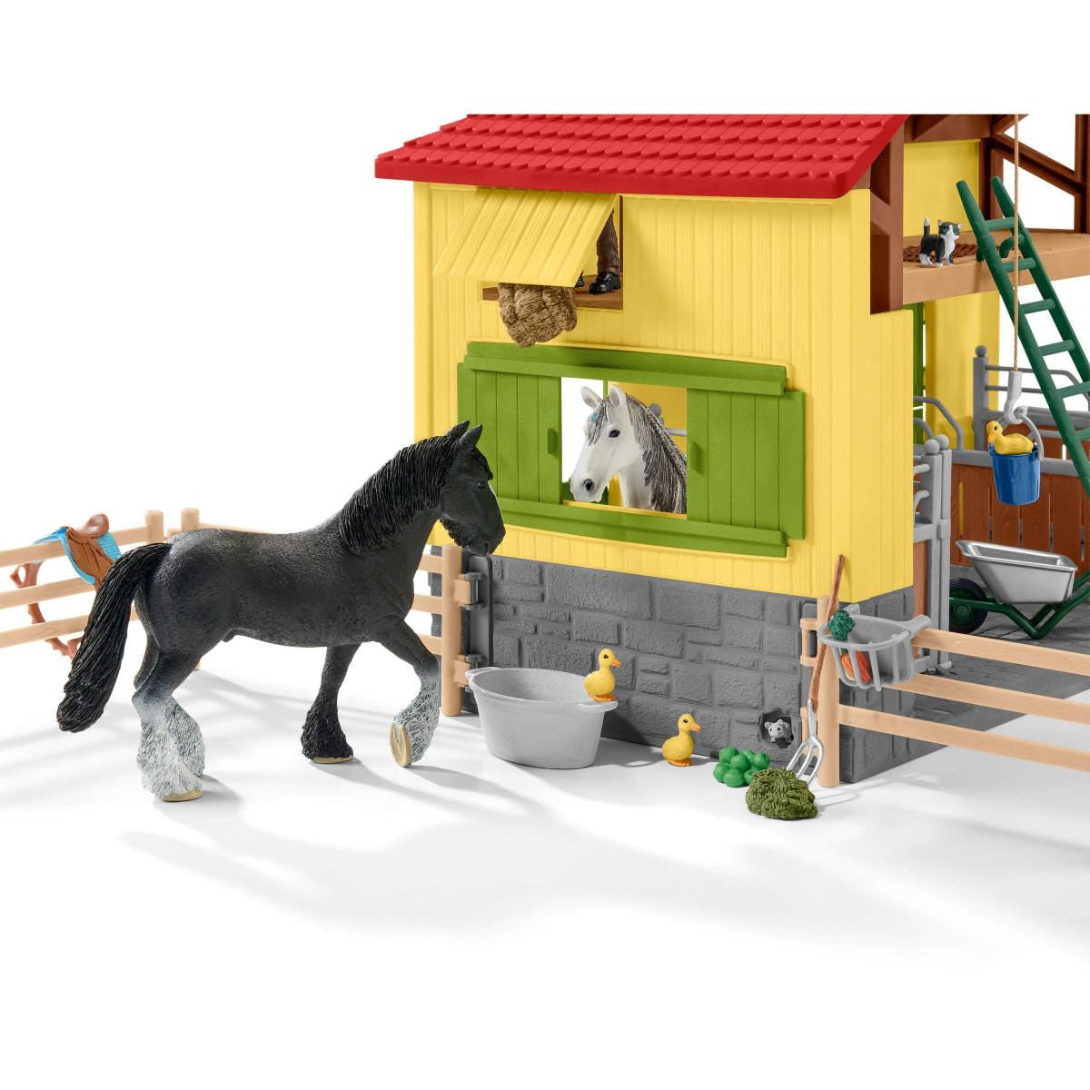 Écurie avec boxes et animaux, coffret de 82 pieces avec chevaux, Schleich 42485 Farm World, Des 4 ans