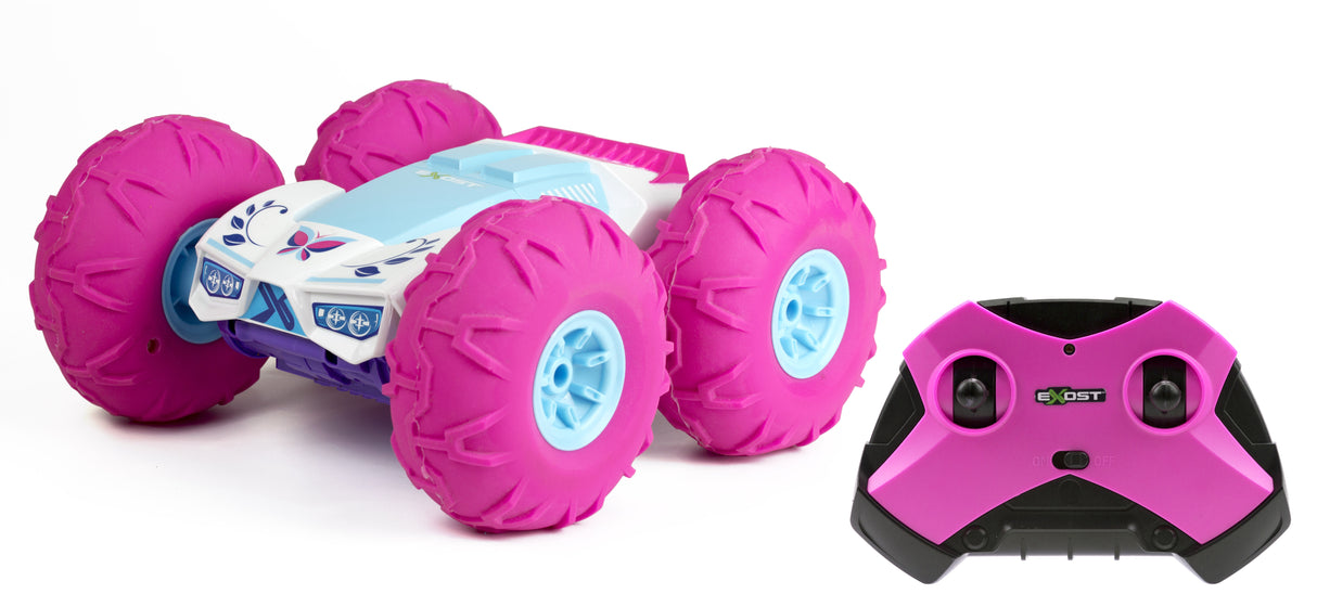 Voiture télécommandée 360 Tornado rose a batterie - Exost - Défie tous les terrains a 360°