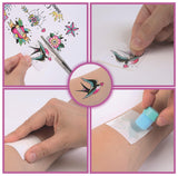 CLEMENTONI - Studio de tatouage temporaires pour enfant - Kit complet  - Pochoirs, peintures corps et transfert - Des 7 ans