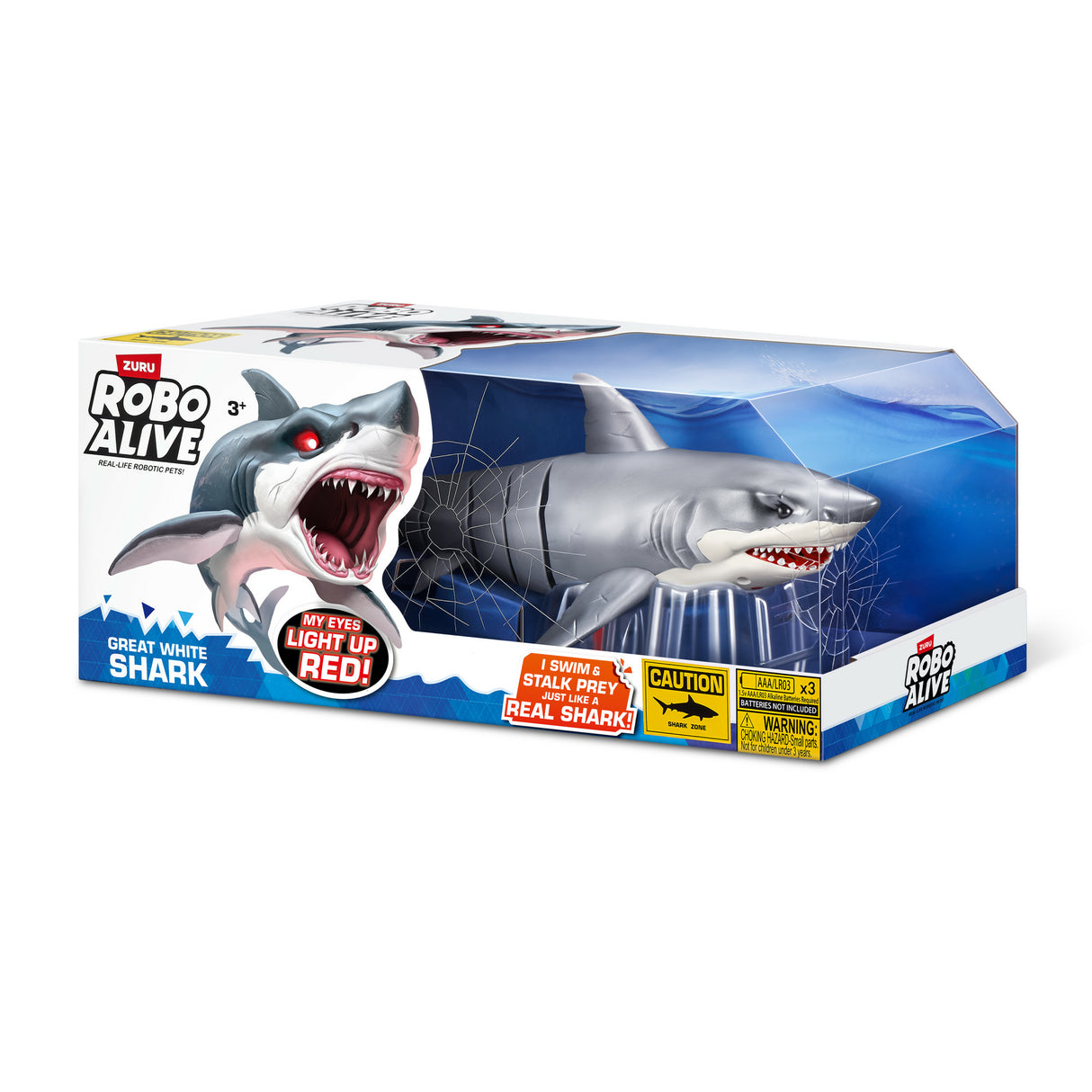 Jouet Interactif - ZURU - Shark Attack Robo Alive - Grand requin blanc avec mouvements réalistes et yeux brillants