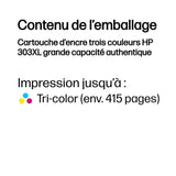 Cartouche d'encre HP 303XL tricolore grande capacité authentique pour HP Envy Photo 6230/7130