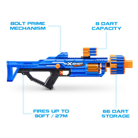 Blaster a Tir Rapide - ZURU - XSHOT Insanity Berzerko - Blaster a canon rotatif avec 8 fléchettes et tir rapide jusqu'a 27 metres