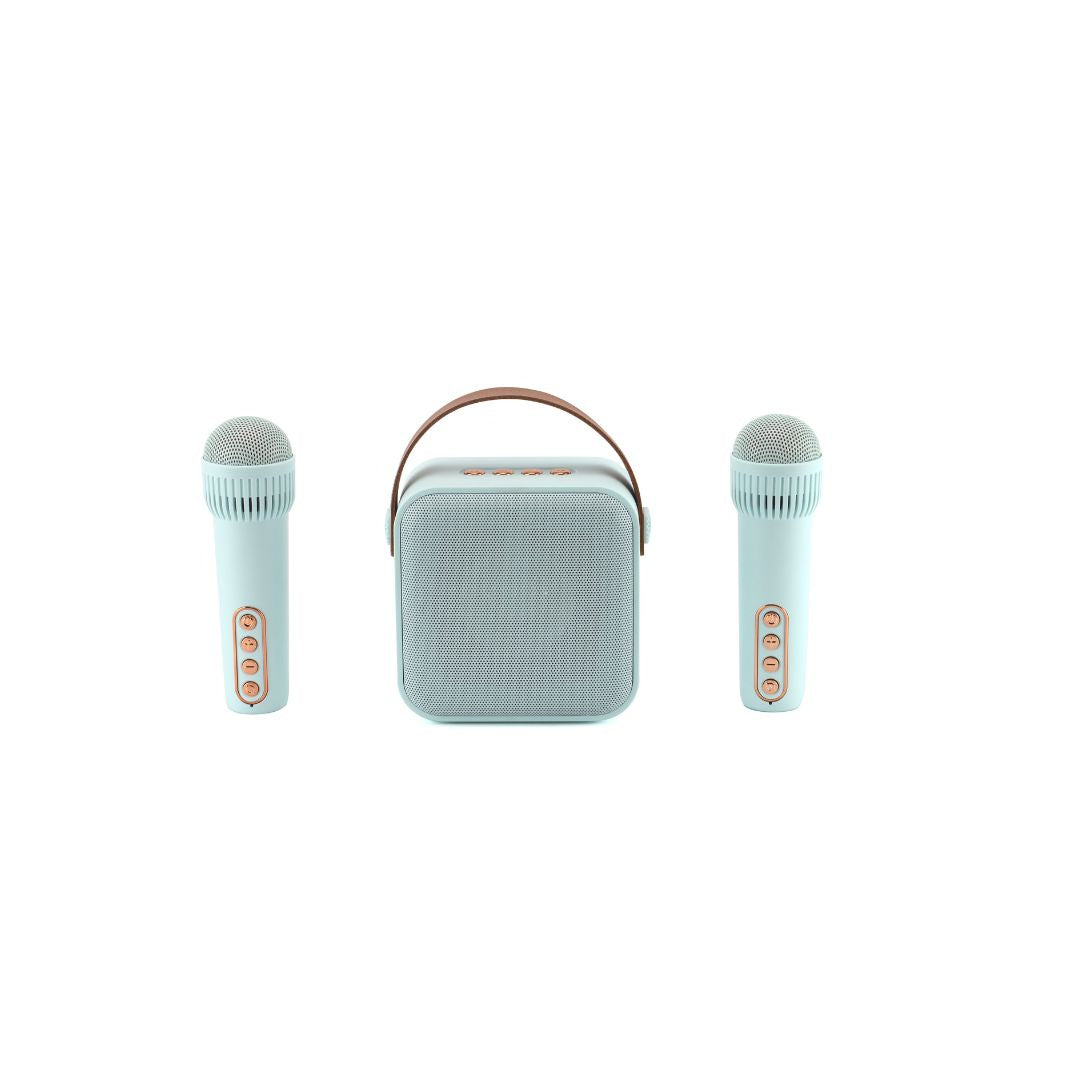 WE POP Mini enceinte karaoké + poignée, BT 5.4, rechargeable, 2 micros avec 5 so