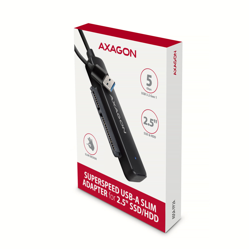 Adaptateur USB 3.2 Axagon ADSA-FP2A vers S-ATA 2,5" SSD/HDD auto-alimenté