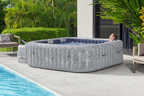 Spa gonflable BESTWAY - Lay-Z-Spa San Fransisco - Hydrojets - 230 x 230 x 71 cm - 5 a 7 places - Carré (couverture, 5 appuie-tete)
